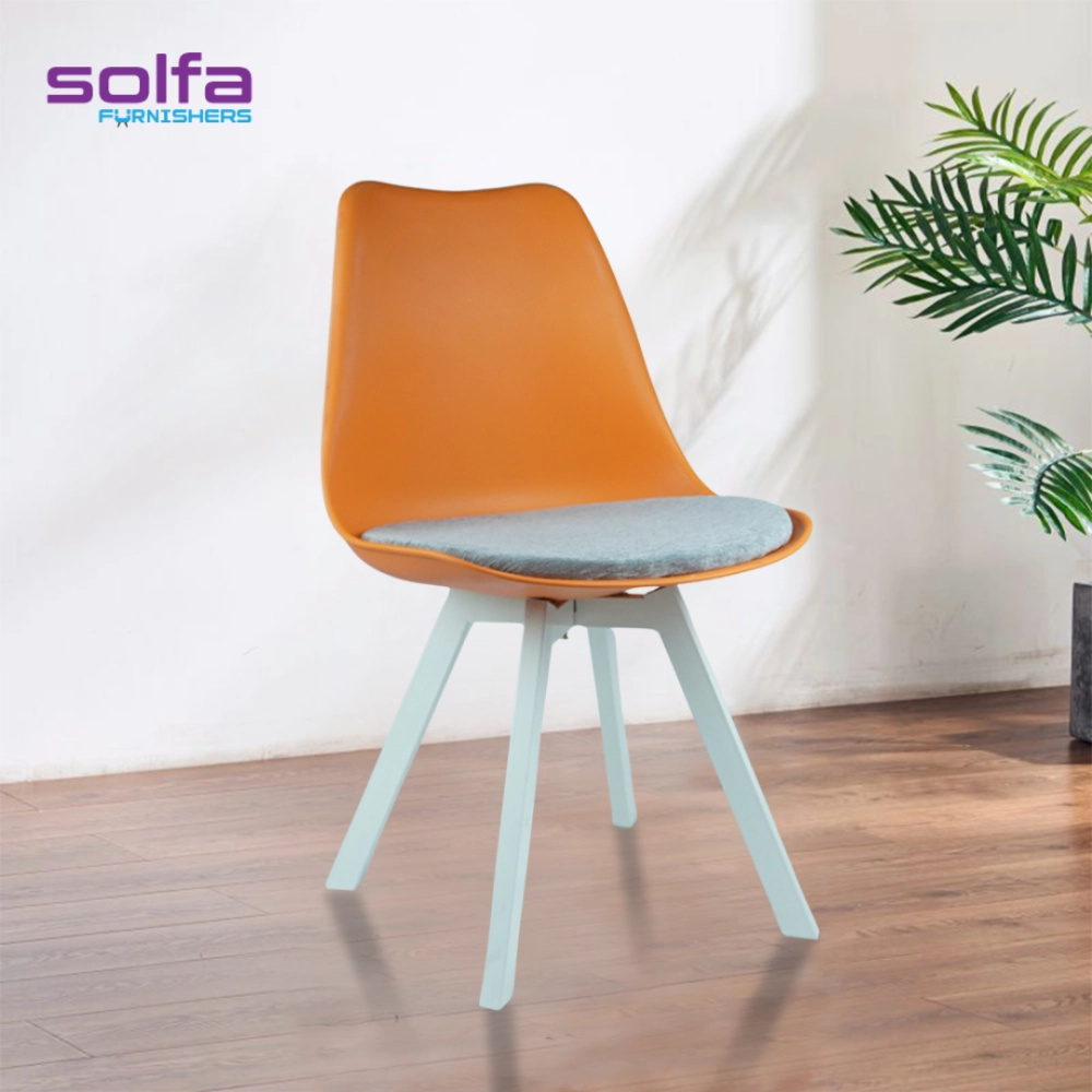 Heavy Duty Tulip Chair White Stand - Orange